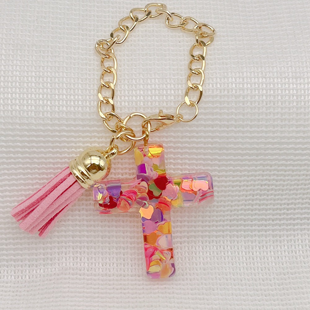 Wholesale Plastic Resin Seven Color Cross DIY Cup Chain Accessories